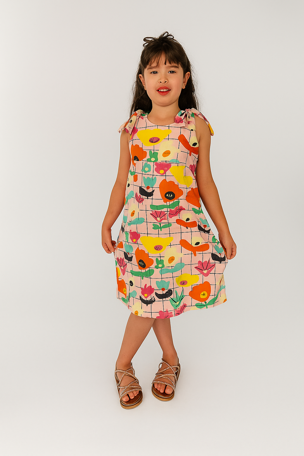 Vestido Longo de Alcinha Infantil Feminino Estampado - Anastácia