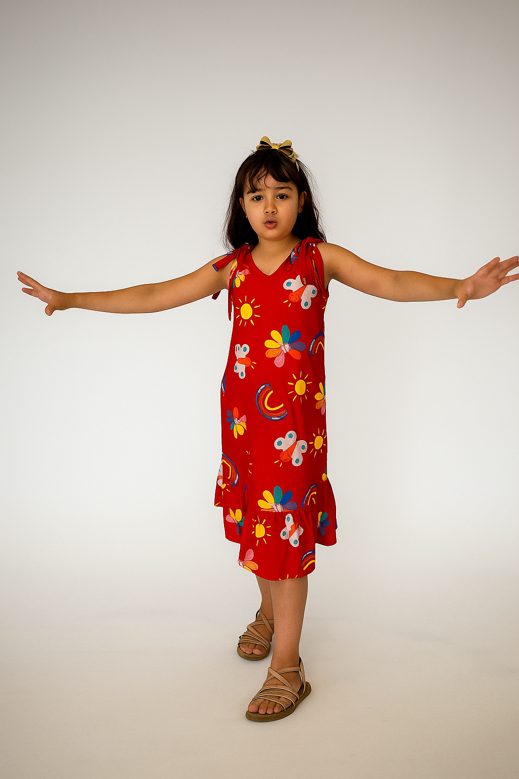 Vestido Longo de Alcinha Infantil Feminino Estampado - Nina