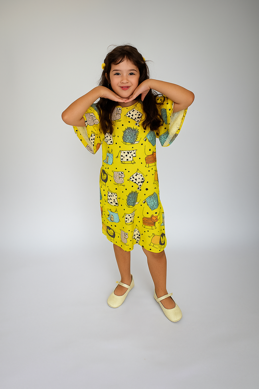 Vestido Longo Manga Curta Infantil Feminino Estampado - Carol