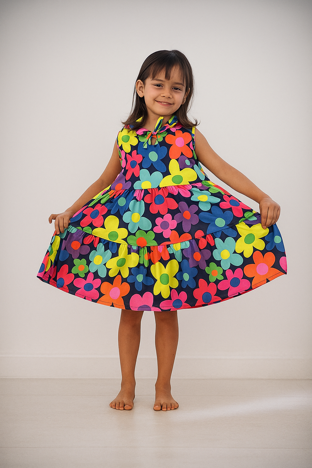 Vestido Longo de Alcinha Infantil Feminino Estampado - Jana