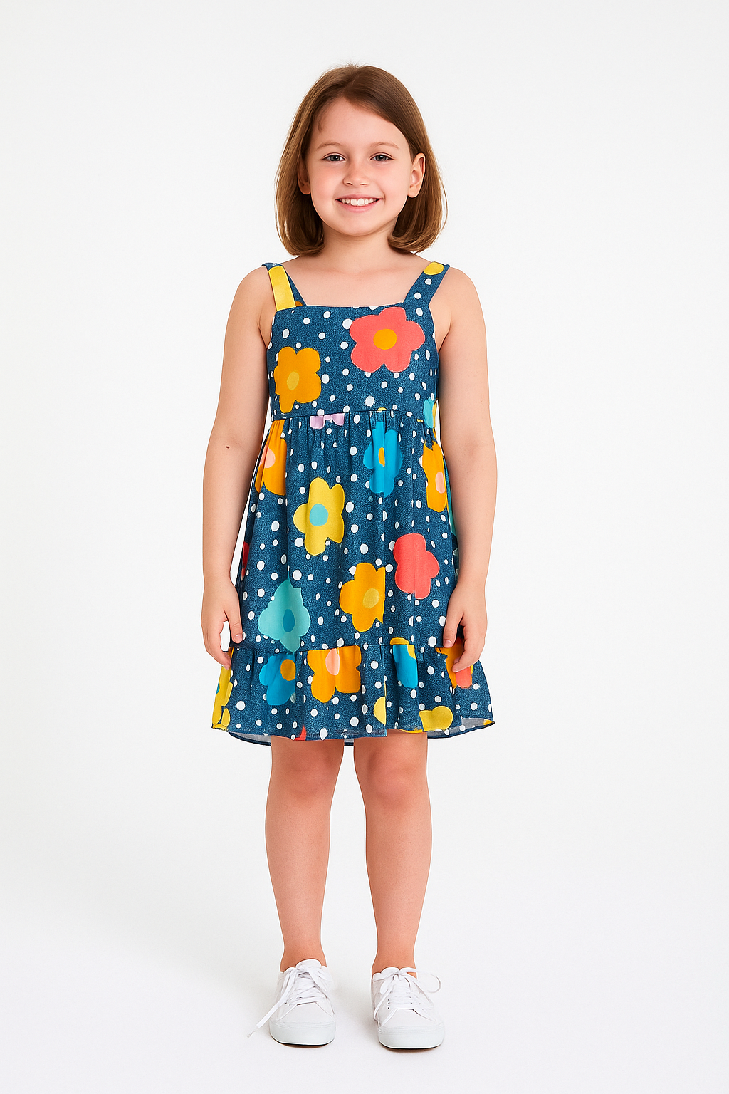 Vestido Longo Cavado Infantil Feminino Estampado - Sara