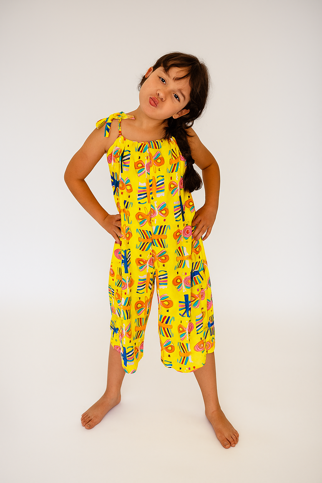 Macacão Longo de Alcinha Infantil Feminino Estampado - Nicole