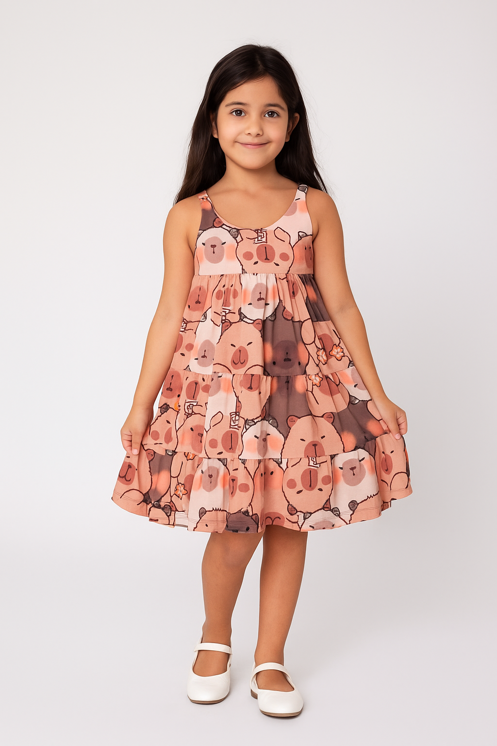 Vestido Longo Cavado Estampado - Jade