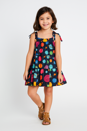 Vestido Infantil Feminino de Alcinha Estampado – Aline